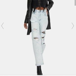 STONE RAIDER SUPER TRASH HI AND LOOSE DISTRESSED DENIM JEANS